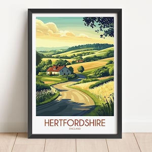 Hertfordshire Travel Poster Hertfordshire Travel Print England Travel Poster England Travel Print Wall Art Decor gift present home decor
