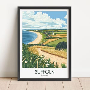 Suffolk Travel Poster Suffolk Travel Print England Travel Poster England Travel Print Wall Art Decor gift present home decor