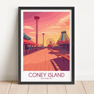 Coney Island Travel Poster Coney Island Travel Print New York City Travel Poster New York City Travel Print Wall Art Decor gift present