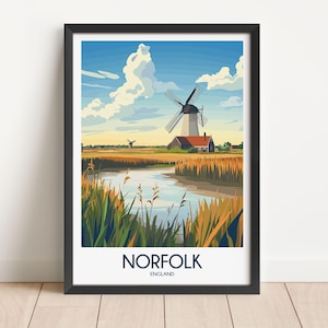 Norfolk Travel Poster Norfolk Travel Print England Travel Poster England Travel Print Wall Art Decor gift present home decor