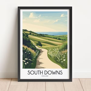 South Downs Travel Poster South Downs Travel Print England Travel Poster England Travel Print Wall Art Decor gift present home decor
