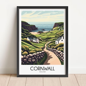 Cornwall Travel Poster Cornwall Travel Print England Travel Poster England Travel Print Wall Art Decor gift present home decor
