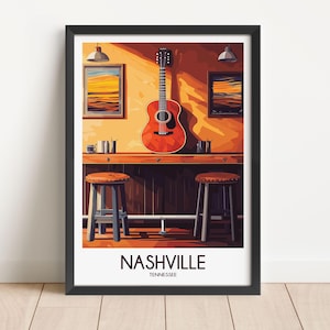 Nashville Travel Poster Nashville Travel Print Tennessee Travel Poster Tennessee Travel Print Wall Art Decor gift present home decor