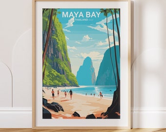 Maya Bay Travel Poster Maya Bay Travel Print Thailand Travel Poster Thailand Travel Print Wall Art Decor gift present home decor