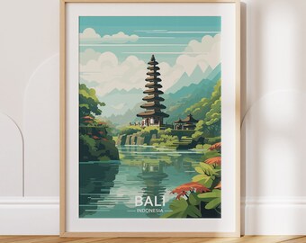 Bali Travel Poster Bali Travel Print Indonesia Travel Poster Indonesia Travel Print Wall Art Decor gift present home decor