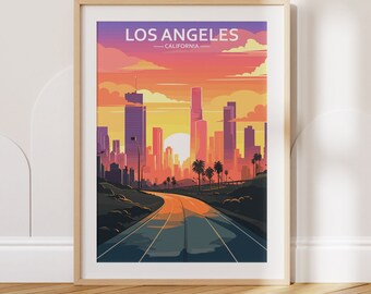 Los Angeles Travel Poster Los Angeles Travel Print California Travel Poster California Travel Print Wall Art Decor gift present home decor