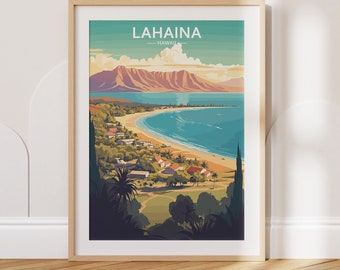 Lahaina Travel Poster Lahaina Travel Print Hawaii Travel Poster Hawaii Travel Print Wall Art Decor gift present home decor