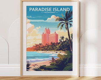 Paradise Island Travel Poster Paradise Island Travel Print The Bahamas Travel Poster The Bahamas Travel Print Wall Art Decor gift present