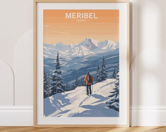Meribel Travel Poster Meribel Travel Print France Travel Poster France Travel Print Wall Art Decor gift present home decor