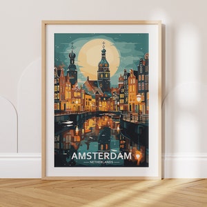 Amsterdam Travel Poster Amsterdam Travel Print Netherlands Travel Poster Netherlands Travel Print Wall Art Decor gift present home decor