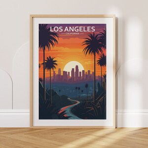 Los Angeles Travel Poster Los Angeles Travel Print California Travel Poster California Travel Print Wall Art Decor gift present home decor