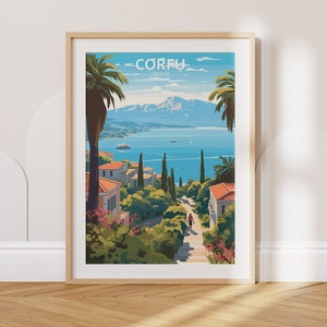 Corfu Travel Poster Corfu Travel Print Greece Travel Poster Greece Travel Print Wall Art Decor gift present home decor