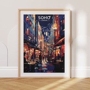 Soho Travel Poster Soho Travel Print London Travel Poster London Travel Print Wall Art Decor gift present home decor