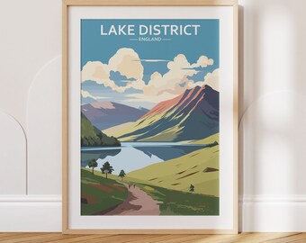 Lake District Travel Poster Lake District Travel Print England Travel Poster England Travel Print Wall Art Decor gift present home decor