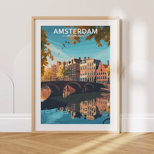 Amsterdam Travel Poster Amsterdam Travel Print Netherlands Travel Poster Netherlands Travel Print Wall Art Decor gift present home decor