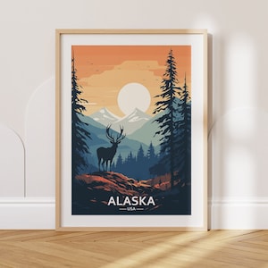 Alaska Travel Poster Alaska Travel Print USA Travel Poster USA Travel Print Wall Art Decor gift present home decor