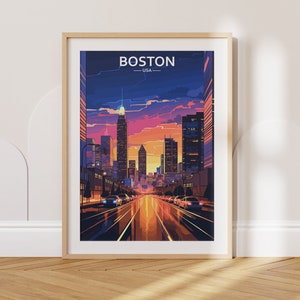 Boston Travel Poster Boston Travel Print USA Travel Poster USA Travel Print Wall Art Decor gift present home decor