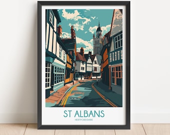 St Albans Travel Poster St Albans Travel Print  Hertfordshire Travel Poster  Hertfordshire Travel Print Wall Art Decor gift present home