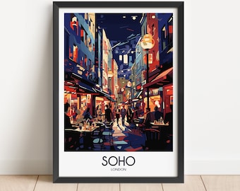 Soho Travel Poster Soho Travel Print London Travel Poster London Travel Print Wall Art Decor gift present home decor