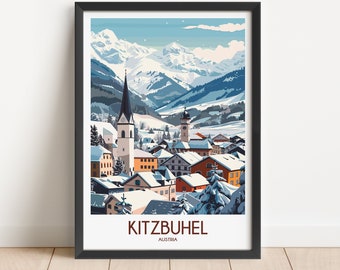 Kitzbuhel Travel Poster Kitzbuhel Travel Print Austria Travel Poster Austria Travel Print Wall Art Decor gift present home decor