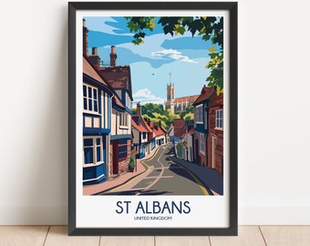 St Albans Travel Poster St Albans Travel Print United Kingdom Travel Poster United Kingdom Travel Print Wall Art Decor gift present home