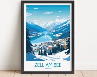 Zell Am See Travel Poster Zell Am See Travel Print Austria Travel Poster Austria Travel Print Wall Art Decor gift present home decor