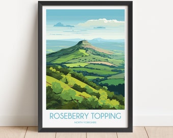 Roseberry Topping Travel Poster Roseberry Topping Travel Print North Yorkshire Travel Poster North Yorkshire Travel Print Wall Art Decor