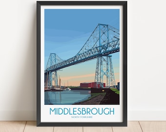 Middlesbrough Travel Poster Middlesbrough Travel Print North Yorkshire Travel Poster North Yorkshire Travel Print Wall Art Decor gift