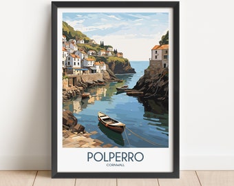 Polperro Travel Poster Polperro Travel Print Cornwall Travel Poster Cornwall Travel Print Wall Art Decor gift present home decor