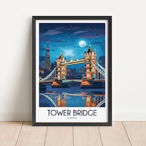 Tower Bridge Travel Poster Tower Bridge Travel Print London Travel Poster London Travel Print Wall Art Decor gift present home decor