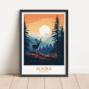 Alaska Travel Poster Alaska Travel Print United States Travel Poster United States Travel Print Wall Art Decor gift present home decor