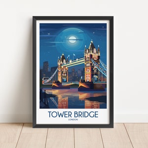 Tower Bridge Travel Poster Tower Bridge Travel Print London Travel Poster London Travel Print Wall Art Decor gift present home decor