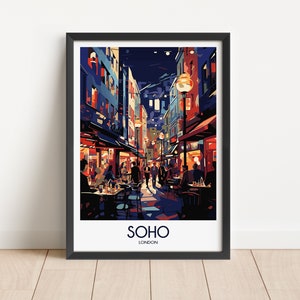Soho Travel Poster Soho Travel Print London Travel Poster London Travel Print Wall Art Decor gift present home decor