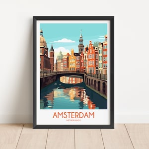 Amsterdam Travel Poster Amsterdam Travel Print Netherlands Travel Poster Netherlands Travel Print Wall Art Decor gift present home decor