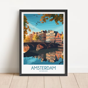 Amsterdam Travel Poster Amsterdam Travel Print Netherlands Travel Poster Netherlands Travel Print Wall Art Decor gift present home decor