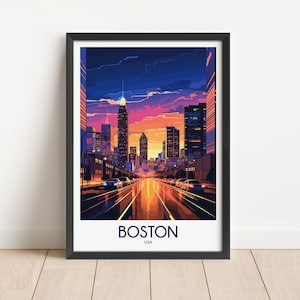 Boston Travel Poster Boston Travel Print USA Travel Poster USA Travel Print Wall Art Art Decor gift present home decor