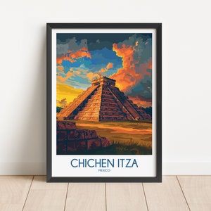 Chichen Itza Travel Poster Chichen Itza Travel Print Mexico Travel Poster Mexico Travel Print Wall Art Decor gift present home decor