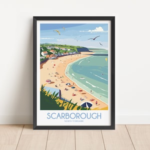 Scarborough Travel Poster Scarborough Travel Print North Yorkshire Travel Poster North Yorkshire Travel Print Wall Art Decor gift present