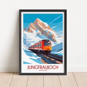 Jungfraujoch Travel Poster Jungfraujoch Travel Print Switzerland Travel Poster Switzerland Travel Print Wall Art Decor gift present home