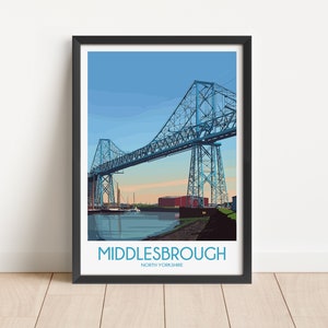 Middlesbrough Travel Poster Middlesbrough Travel Print North Yorkshire Travel Poster North Yorkshire Travel Print Wall Art Decor gift