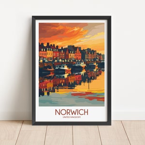 Norwich Travel Poster Norwich Travel Print United Kingdom Travel Poster United Kingdom Travel Print Wall Art Decor gift present home decor