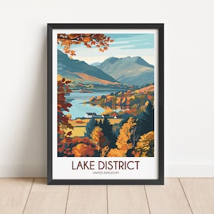 Lake District Travel Poster Lake District Travel Print United Kingdom Travel Poster United Kingdom Travel Print Wall Art Decor gift present