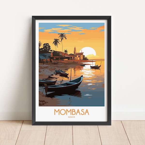 Mombasa Travel Poster Mombasa Travel Print Kenya Travel Poster Kenya Travel Print Wall Art Decor gift present home decor