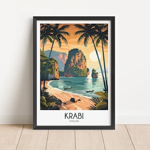 Krabi Travel Poster Krabi Travel Print Thailand Travel Poster Thailand Travel Print Wall Art Decor gift present home decor