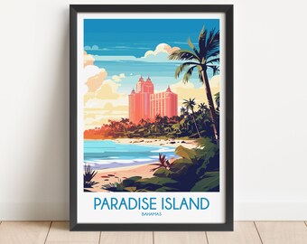 Paradise Island Travel Poster Paradise Island Travel Print Bahamas Travel Poster Bahamas Travel Print Wall Art Decor gift present home decor
