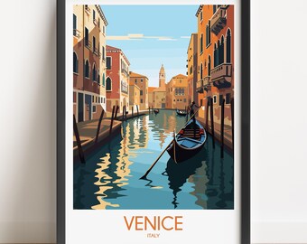 Venice Travel Poster, Italy Print, Canal Art Decor