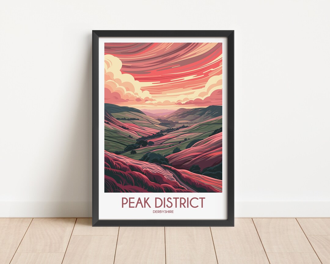 Peak District Travel Poster, Derbyshire Art Print - Etsy