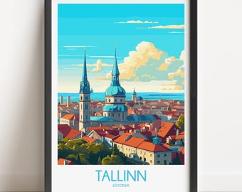 Tallinn Estonia Art Print, Cityscape Travel Poster, Modern Wall Art