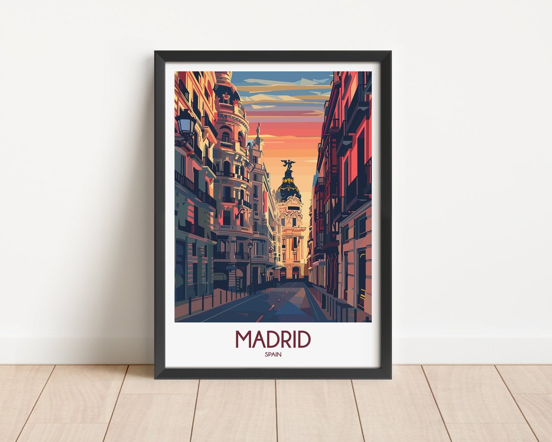 Madrid Spain Travel Poster Print, Cityscape Wall Art - Etsy