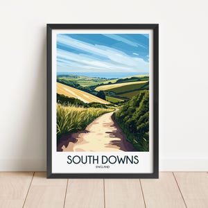 South Downs Travel Poster South Downs Travel Print England Travel Poster England Travel Print Wall Art Decor gift present home decor